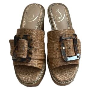Sam Edelman Platform Wedge Slide – Raffia | Women’s 7.5 | Statement Summer Heel